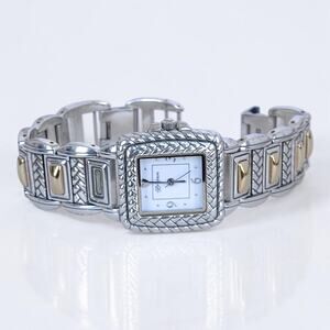 Brighton Tampa Two Tone Woven Square Face Watch Quartz New Battery READ